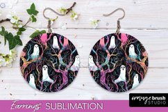 Neon Halloween Earrings - Spooky Round Earring Sublimation Product Image 1