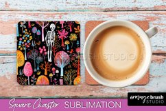 Neon Halloween Coasters - Spooky Square Coaster Sublimation Product Image 1