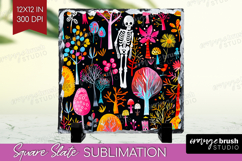 Neon Halloween Slate PNG - Spooky Square Slate Sublimation Product Image 1