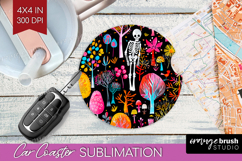 Neon Halloween Car Coaster - Spooky Coaster PNG Sublimation Product Image 1