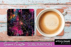 Neon Halloween Coasters - Spooky Square Coaster Sublimation Product Image 1