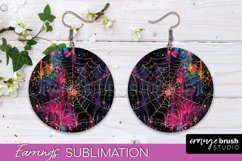 Neon Halloween Earrings - Spooky Round Earring Sublimation Product Image 1