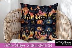 Neon Halloween Pillow Sublimation - Spooky Pillow Cover Product Image 1