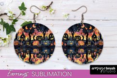 Neon Halloween Earrings - Spooky Round Earring Sublimation Product Image 1