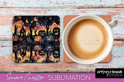 Neon Halloween Coasters - Spooky Square Coaster Sublimation Product Image 1