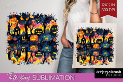 Neon Halloween Tote Bag - Spooky Tote Bag PNG Sublimation Product Image 1