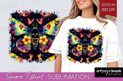 Neon Halloween Square Tshirt Background - Spooky PNG Product Image 1