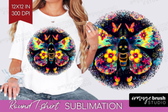 Neon Halloween Round Tshirt Background - Spooky PNG Product Image 1