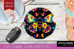 Neon Halloween Car Coaster - Spooky Coaster PNG Sublimation Product Image 1