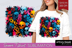 Neon Halloween Square Tshirt Background - Spooky PNG Product Image 1