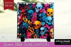 Neon Halloween Slate PNG - Spooky Square Slate Sublimation Product Image 1