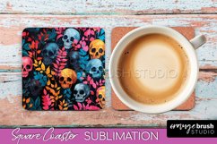 Neon Halloween Coasters - Spooky Square Coaster Sublimation Product Image 1