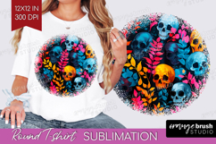 Neon Halloween Round Tshirt Background - Spooky PNG Product Image 1