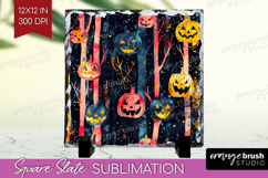 Neon Halloween Slate PNG - Spooky Square Slate Sublimation Product Image 1