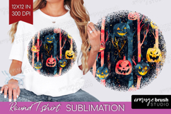 Neon Halloween Round Tshirt Background - Spooky PNG Product Image 1