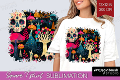 Neon Halloween Square Tshirt Background - Spooky PNG Product Image 1