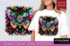 Neon Halloween Square Tshirt Background - Spooky PNG Product Image 1