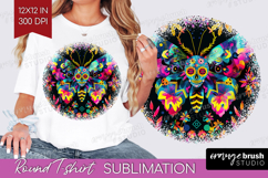 Neon Halloween Round Tshirt Background - Spooky PNG Product Image 1