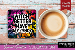 Sarcastic Quote Square Coaster - Halloween Coaster PNG Product Image 1