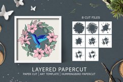 Hummingbird with flowers layered paper cut| Hummingbird SVG Product Image 1