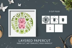 Animal SVG| Layered papercut | Piggy animal papercut Product Image 1