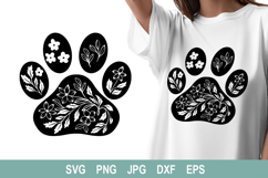 Paw SVG / Paw sublimation SVG/ Paw with florals SVG Product Image 1