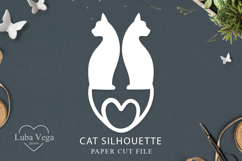 Paper cut cat heart SVG / Cat heart SVG Product Image 1
