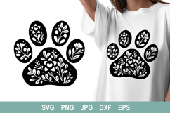 Paw SVG / Paw sublimation SVG/ Paw with florals SVG Product Image 1