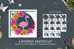 flamingo with flowers layered paper cut| flamingo svg paper Product Image 1