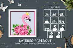 tropical flamingo layered paper cut| flamingo svg layered Product Image 1