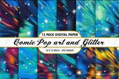 12 Set Digital paper Comic pop art and Glitter Product Image 1