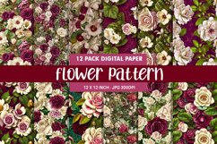 Digital Paper Pattern Flower and Leaves Background Product Image 1