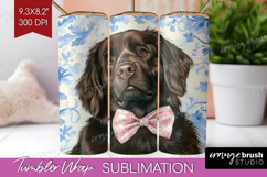 Newfoundland Dog Tumbler Wrap Blue Toile Tumbler PNG Product Image 1