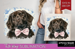 Newfoundland Dog Tote Bag Blue Toile Tote Bag PNG Product Image 1