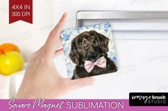Newfoundland Dog Magnet Sublimation Blue Toile Square Magnet Product Image 1