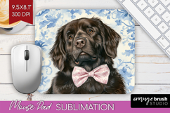 Newfoundland Dog Mouse Pad Sublimation Blue Toile Mousepad Product Image 1