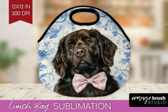 Newfoundland Dog Lunch Bag Blue Toile Lunch Bug PNG Product Image 1
