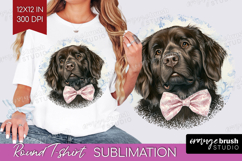 Newfoundland Dog Round Tshirt Background Blue Toile PNG Product Image 1