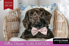 Newfoundland Dog Pillow Sublimation Blue Toile Pillow Cover Product Image 1