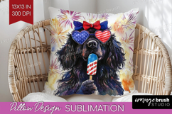 Newfoundland Dog Pillow Sublimation 4th Of July Pillow Cover Product Image 1