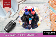 Newfoundland Dog Car Coaster 4th Of July Coaster PNG Product Image 1