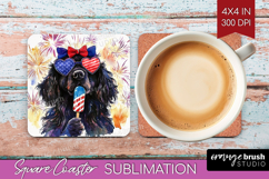 Newfoundland Dog Square Coaster 4th Of July Coaster PNG Product Image 1