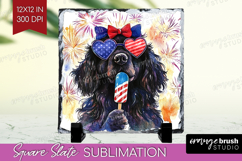 Newfoundland Dog Slate PNG 4th Of July Square Slate Product Image 1