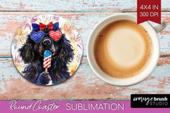 Newfoundland Dog Round Coaster 4th Of July Coaster PNG Product Image 1
