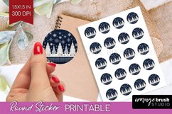 Nordic Christmas Round Sticker - Printable Sticker Sheet Product Image 1