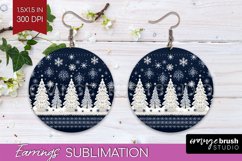 Nordic Christmas Round Earrings, Winter Earring Sublimation Product Image 1