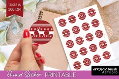 Nordic Christmas Round Sticker - Printable Sticker Sheet Product Image 1