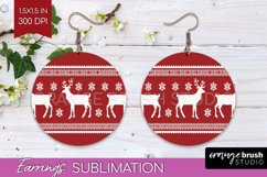 Nordic Christmas Round Earrings, Winter Earring Sublimation Product Image 1