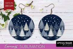 Nordic Christmas Round Earrings, Winter Earring Sublimation Product Image 1