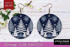 Nordic Christmas Round Earrings, Winter Earring Sublimation Product Image 1